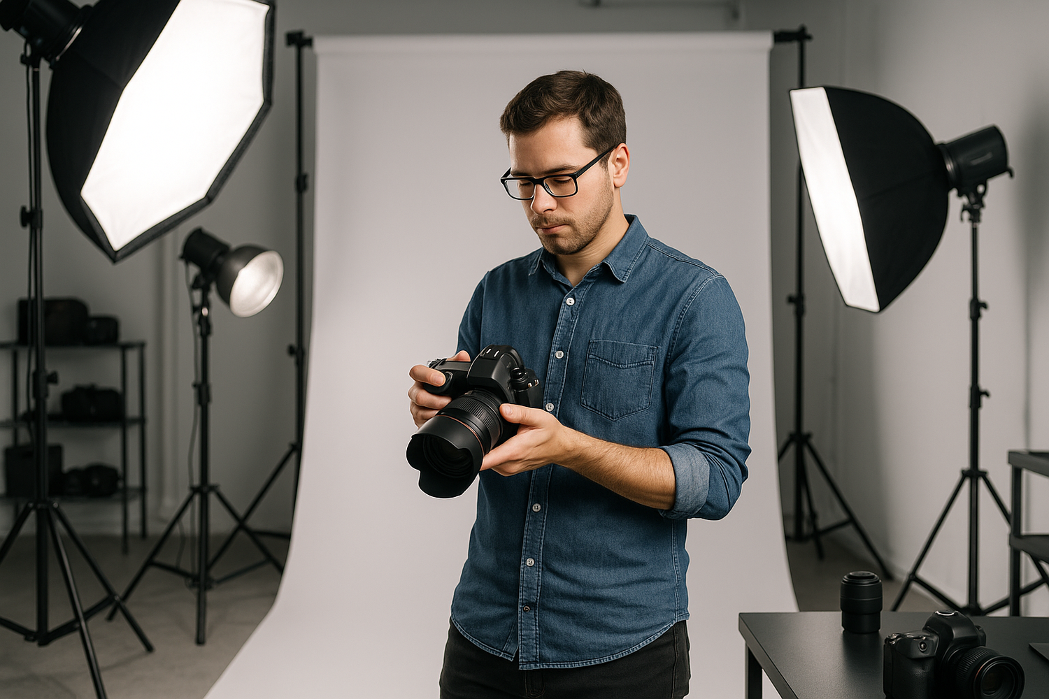 image d'un photographe en studio