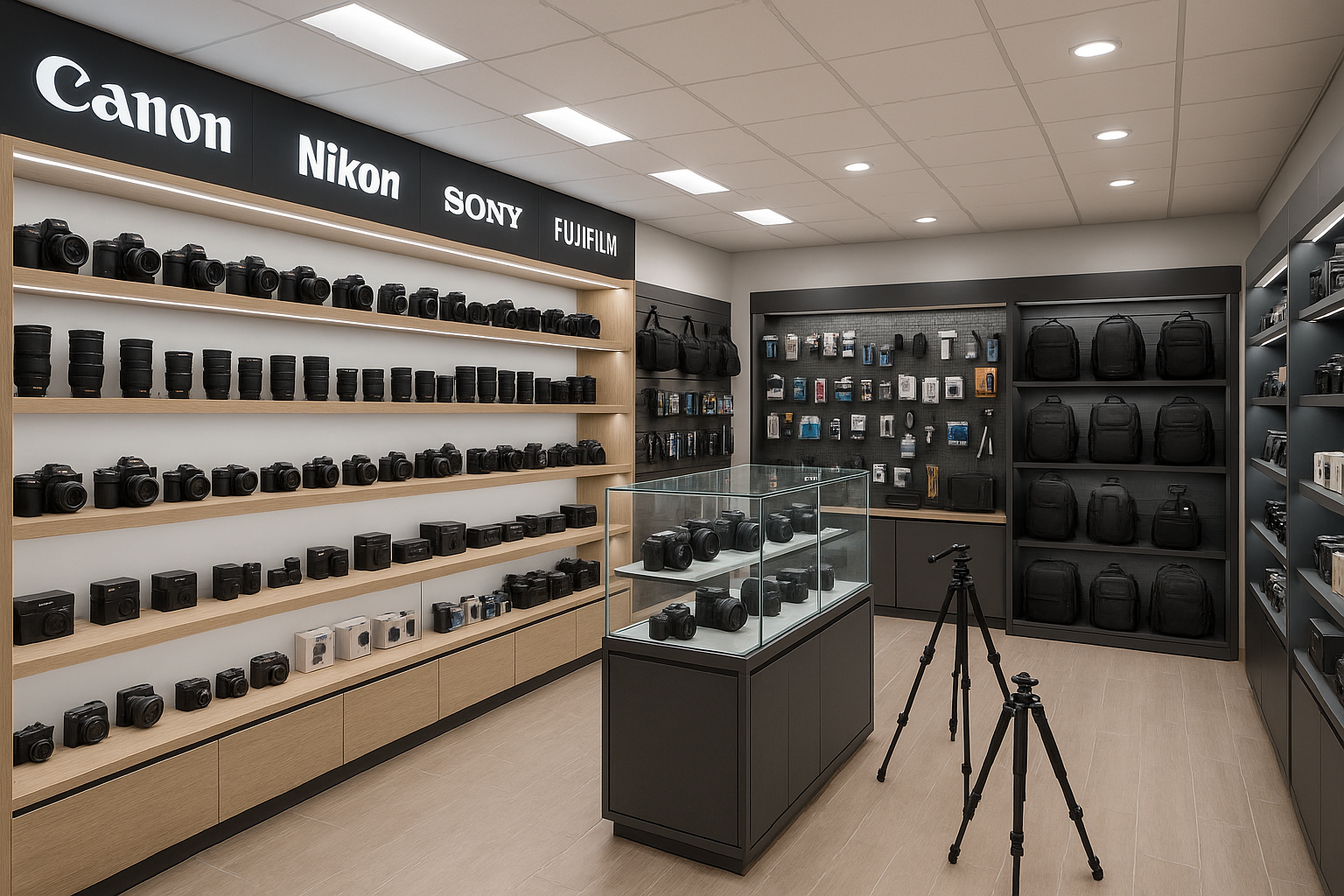 une boutique de vente de plusieurs appareils photographies et accessoires de divers marques